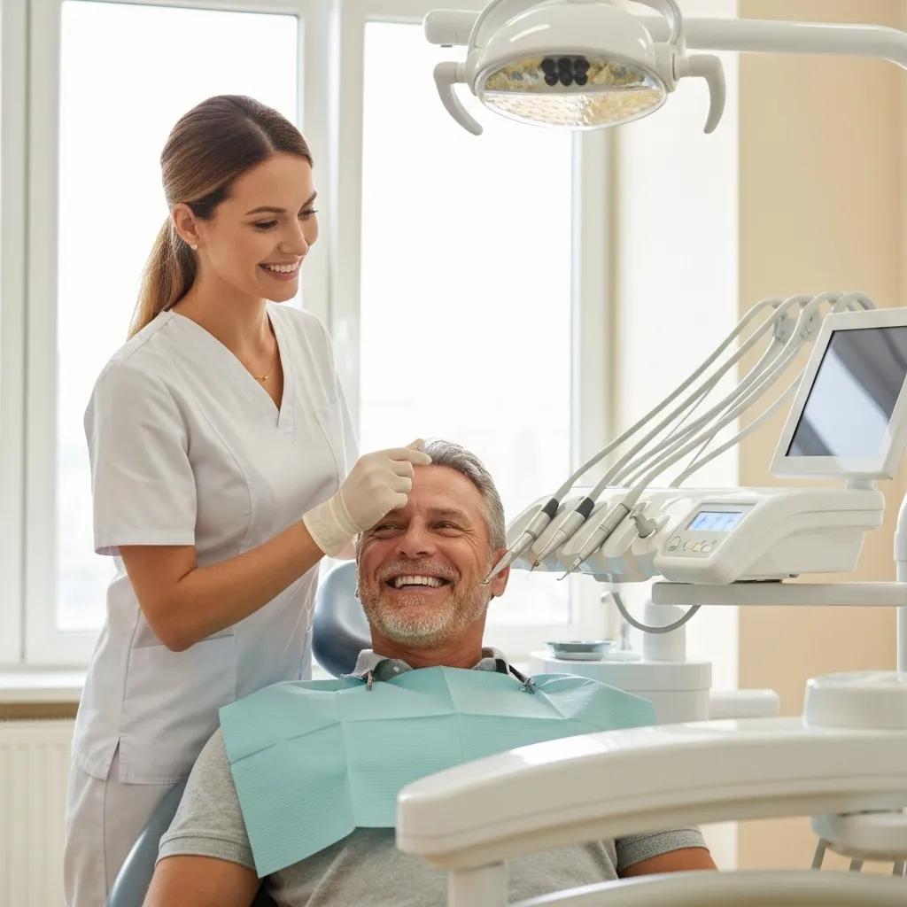 Patient receiving immediate dental implants in a modern dental clinic